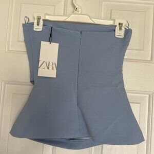 Zara Light Blue Strapless Top Size Small